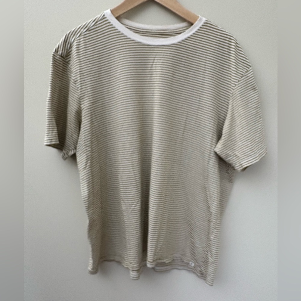 Pact Short Sleeve Striped Tshirt Size XL Beige